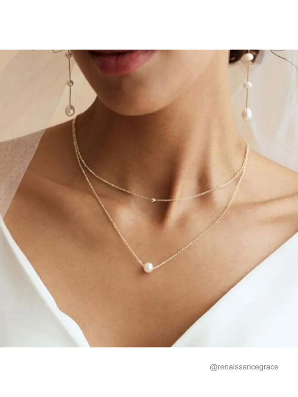 14K Gold Plated Freshwater Pearl Necklace Bridesmaid Gift
